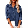 thumbnail image 3 of LIZUOJUN Women's Denim Shirt Jean Shirts for Women Button Down Long Sleeve Breathable Top for Fall, 3 of 9