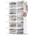 thumbnail image 1 of SONGMICS - Zapatero, organizador de zapatos de 8 cubos con puertas, 32 pares de armarios de plástico para recámara, entrada, marco de acero, panel de plástico, color blanco ULPC034W01, 1 of 20