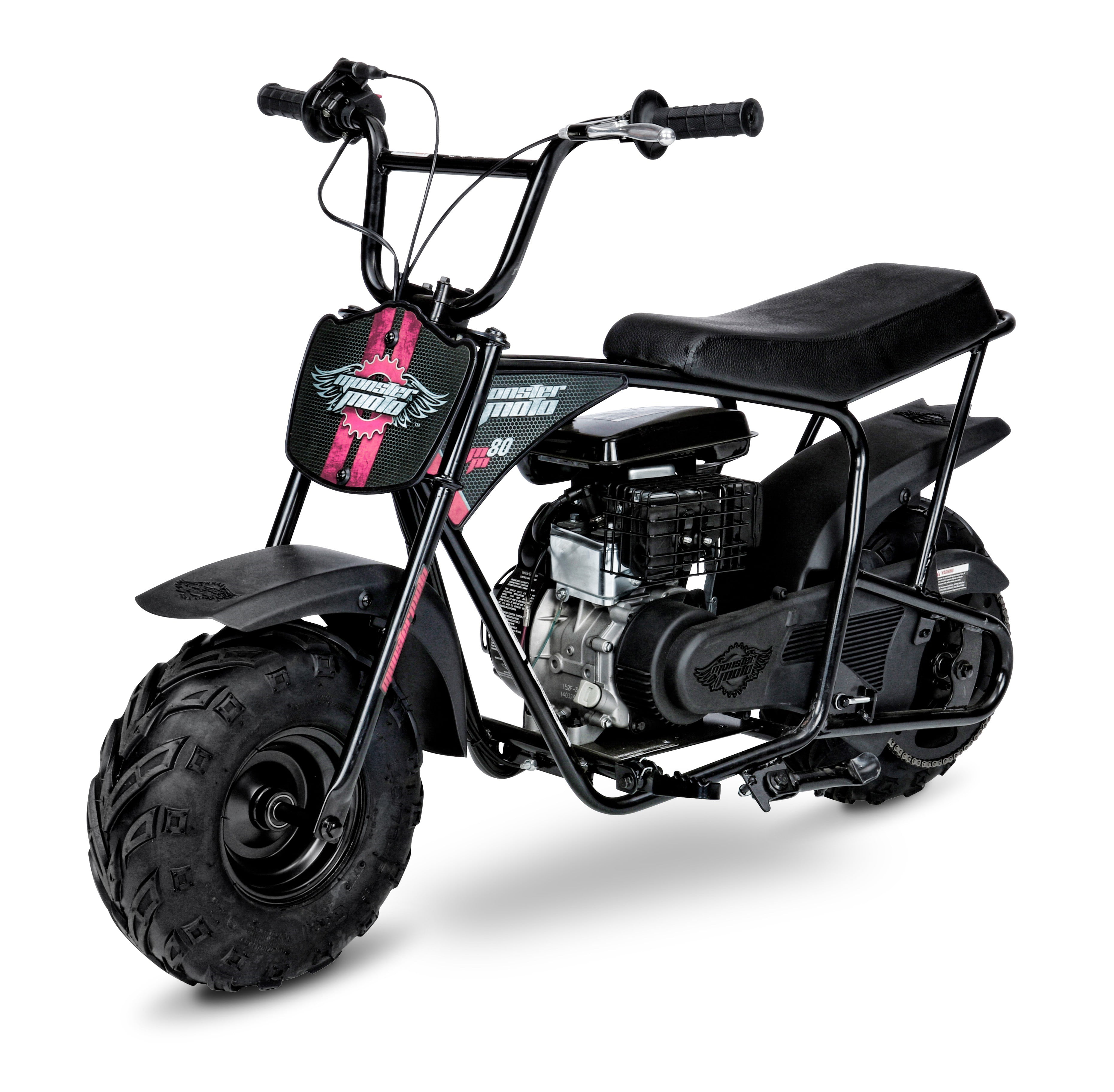 Monster Moto Classic Gas Powered Mini Bike Black With Pink And Red Decals Walmart Com Walmart Com