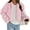 Pink, variant on Womens Winter Coats Fluffy Cropped Faux Fur Jacket Long Sleeve Open Front Shaggy Outerwear Trendy Clothes