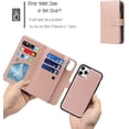 thumbnail image 4 of Wallet Case Compatible with iPhone 11 Pro,[6 Card Slots] [Wrist Strap] [Stand Feature] Detachable 2 in 1 Magnetic Zipper Leather Slim Cover Case for iPhone 11 Pro,5.8 inch Rosegold, 4 of 14