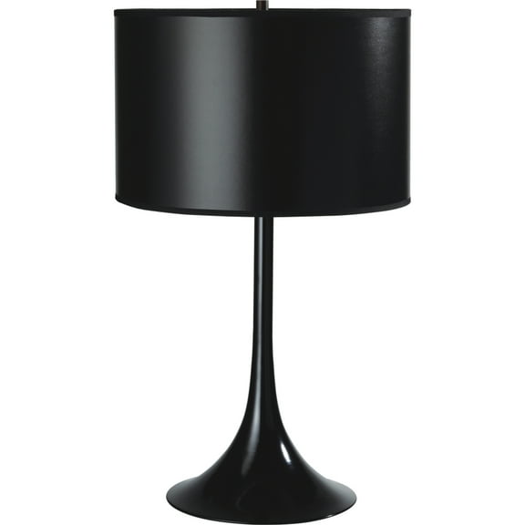 ORE International Contemporary Metal Table Lamp with Black Round Shade in Black