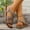 Khaki, variant on Eltusu Women's Flat Sandals, PU Open Toe Soft Bottom Ankle Strap Summer Shoes Black Size 8.5