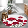 thumbnail image 3 of Red Poppy Round Area Rug 3.3Ft Washable Circle Rugs for Dining Room Table, Spring Summer Farmhouse Flowers Watercolor Non-Slip Carpet Floor Mats Indoor Outdoor Carpet Runner Aesthetic Home Decor, 3 of 8