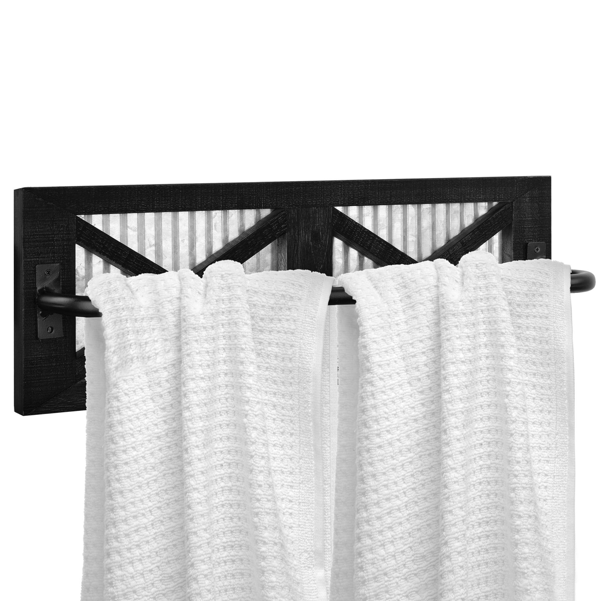 Autumn Alley Farmhouse Rustic Towel Rack Holder - Wood Towel Rack - Farmhouse Towel Holder for Rustic Bathroom and Farmhouse Kitchen Style D?cor - 18" Wall Mounted, Set of 2, Rustic Black