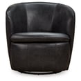 thumbnail image 3 of Bowery Hill Leather Upholstery Contemporary Black Swivel Chair, 3 of 6