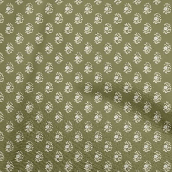 oneOone Rayon Olive Green Fabric Block Quilting Supplies Print Sewing Fabric By The Yard 56 Inch Wide-HQ