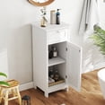 thumbnail image 3 of Slim Bathroom Storage Cabinet, 12.6" Narrow Tall Cabinet with Drawer & Louvered Door, Modern White Vertical Bathroom Tower with Ventilated Design, 3 of 11