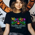 thumbnail image 3 of Maestra Teacher T-Shirt, Moldeando Corazones y Mentes, Colorful Spanish Educator Tee, Azalea, Size L, 3 of 6