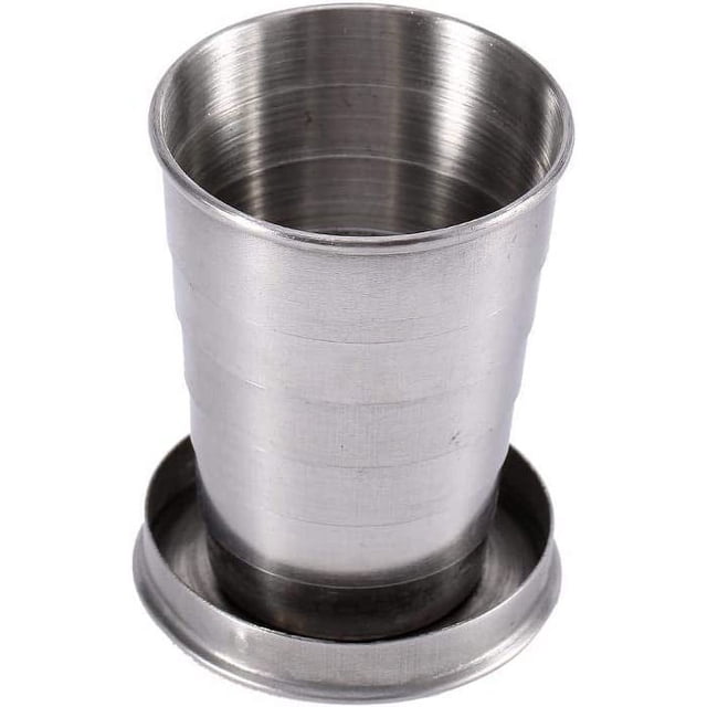 Taza plegable de viaje, tamaño S/M/L, de acero inoxidable, soporte para campamento (250 ml, 8 x 7,8 cm), diseño de llaves, taza telescópica retráctil