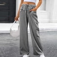thumbnail image 7 of Blmnix Pants for Women Trendy Palazzo Petite Pants Plaid Pants Jeans High Flare-Leg Gray Long Heated Pants for Women,L, 7 of 7