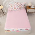 thumbnail image 4 of Manfei Sweet Bowknot Animal Zipper Queen Comforter Set with Fitted Sheet and 2 Pillowcases, Cherry Cake Pet Zipper Bedding Set, White Pink, Pink Reversible, 4pcs, 4 of 7