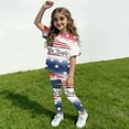 thumbnail image 4 of CCRFTGI 250&nbsp;Anniversary Usa Summer Outfits for Children Girls Size 10-12 Cute 1776 American Flag Stars Striped Short Sleeve Tops and Silm Long Pants Freedom Sets for Girls White 2-3 Years, 4 of 5