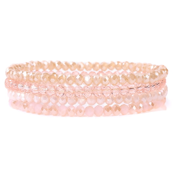 Namzi Beaded Boho Bracelet Stackable Crystal Beads Bracelets Trendy Costume Jewelry-Pink