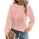 thumbnail image 1 of Ailaofu Womens Tops Trendy Dressy Casual Long Sleeve Crewneck Basic T Shirts Solid Loose Textured Blouses Outfits, 1 of 6