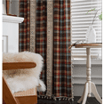 thumbnail image 4 of Boho Curtains Plaids for Bedroom, Semi Blackout Linen Farmhouse Tassels Window Treatment Bohemian Drape, Rod Pocket 1 Panel, 4 of 7