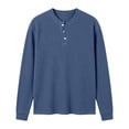 thumbnail image 3 of CHENHANN Mens Tee Shirts Long Sleeve Corduroy Button Down Crewneck Henley T-Shirt Basic Blue Button Shirt Mens Fashion Clothing, 3 of 3
