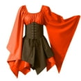 thumbnail image 3 of DuoJiaJ Performance Médiévale pour Femmes Robe Chemise Irlandaise à Manches Trompette avec Corset Robe Traditionnelle Fête et Party Femmes m Cosplay Gothique Rétro Robe Corset à Manches Longues, 3 of 3