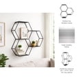 thumbnail image 6 of Metall Hexagon Wall Mounted for Home Decor - Geometric Storage Organizer for Bedroom, Office, or Living Room Display - Wall Shelf for Pictures, Books, and Decors - 26", Black, 6 of 12