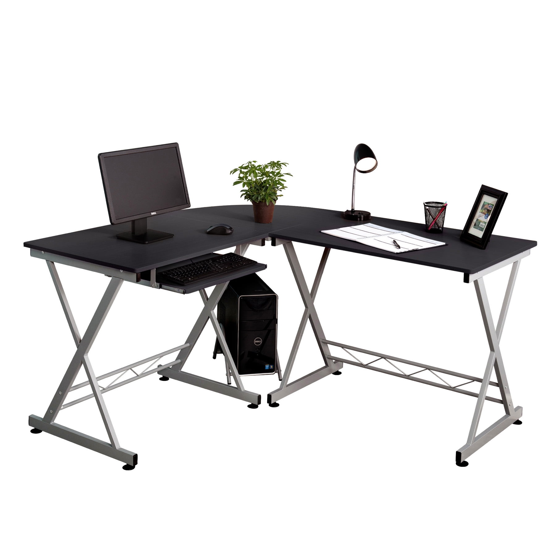 Fineboard Home Office L Shaped Corner Desk Black