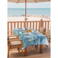 thumbnail image 2 of Outdoor Tablecloth with Umbrella Hole for Patio/Picnic/Party/Camping, Turquoise Jellyfish Coastal Waterproof Table Cloth Rectangle Table Cover Washable, Summer Ocean Seaweed Wooden (60"x 84"), 2 of 8
