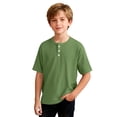 thumbnail image 6 of ITSAME Boys Henley T-Shirts, Loose Fit Short Sleeve Comfort Breathable Summer Casual Fashion Tops Green Size 5, 6 of 7