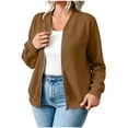 thumbnail image 2 of Women's Fleece Full Zip Sweatshirt Jackest - Long Sleeve Zipper No Hood Coat Outerwear - Fall Fashion Versatile Jackets with Pockets, 2 of 7