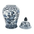 thumbnail image 2 of Sagebrook Home Ceramic 18"h Flowers Temple Jar, Blue, 2 of 2