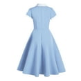 thumbnail image 2 of IBTOM CASTLE Women's Vintage Dress Plaid Floral Cocktail Party Swing Dresses 1950s Retro Gown Wedding Formal A-line Midi Dresses S Blue Pocket, 2 of 8