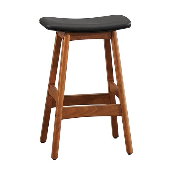 Tabouret de Comptoir en Bois, Noir et Brun, Ensemble de 2
