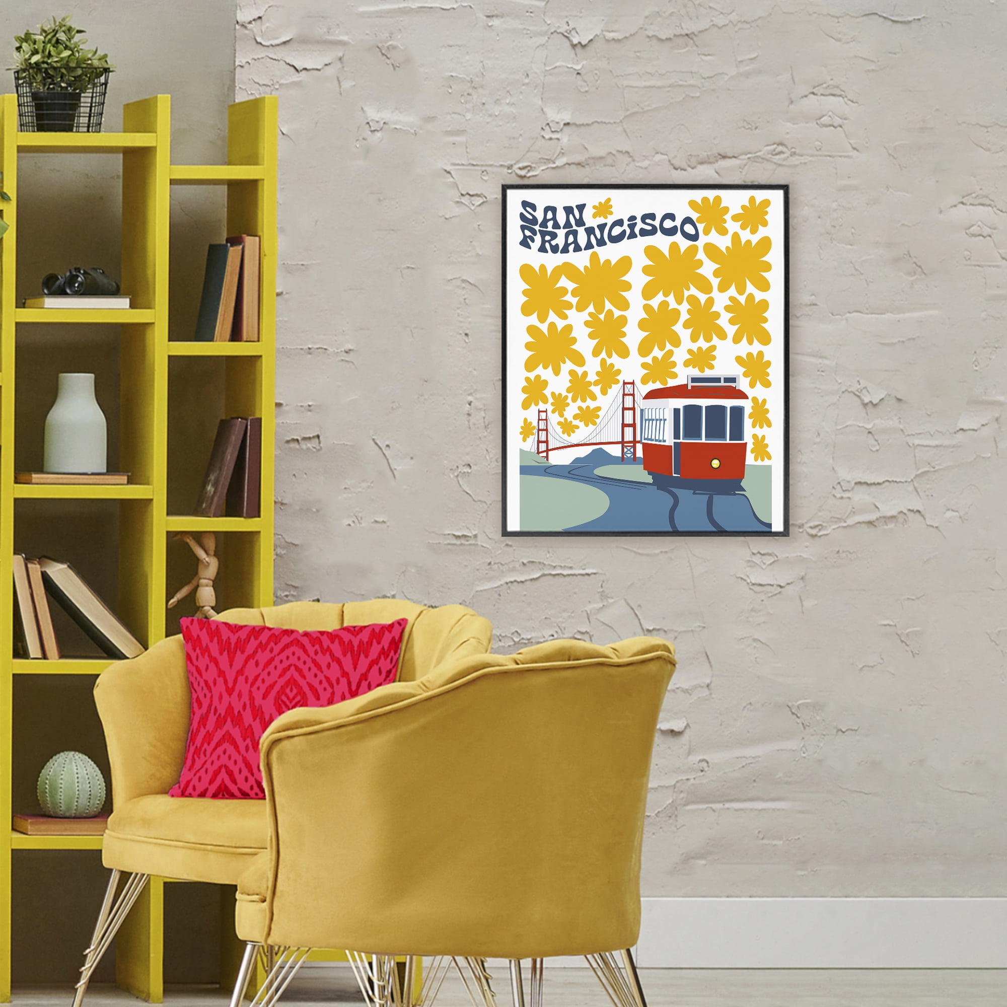 Stupell Industries San Francisco Trolley Black Framed Giclee Art, design by Omar Escalante