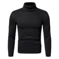 thumbnail image 1 of Camiseta de cuello alto de manga larga delgada y ligera para hombre, camisa base de color sólido, 1 of 7