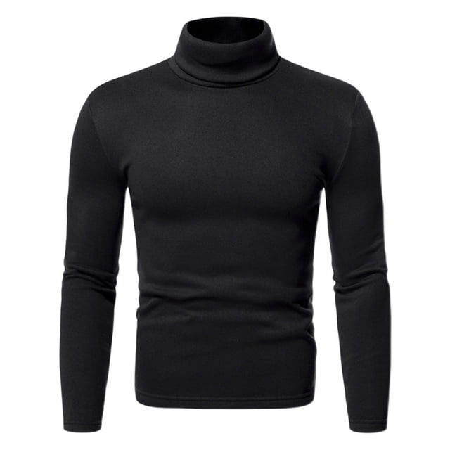 Camiseta de cuello alto de manga larga delgada y ligera para hombre, camisa base de color sólido