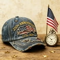thumbnail image 2 of WKSCLPAI 250th US Anniversary Hat - Distressed Denim Washable Embroidered Patriotic Baseball Cap, Adjustable Buckle Casual Baseball Caps for Men Women, 2 of 9