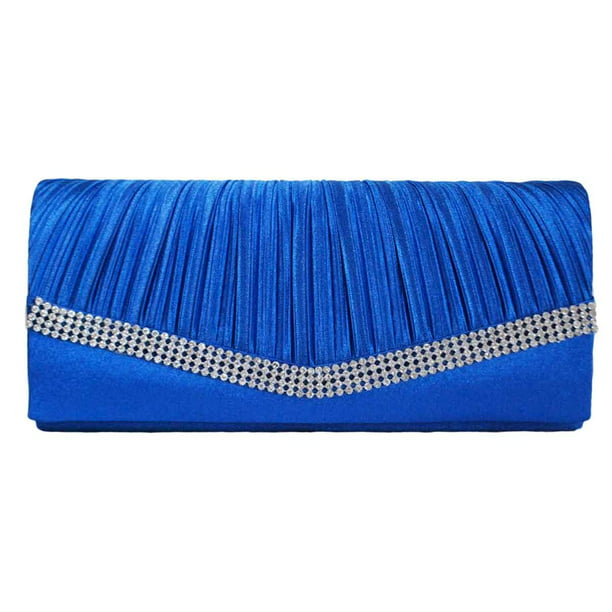Chicastic - Chicastic Royal Blue Pleated Satin Wedding Evening Bridal ...