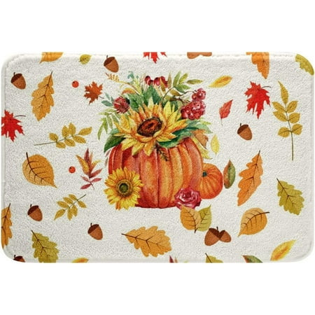 

Pumpkin Bath Mats Yellow Sunflowers Bathroom Mats Rugs Orange Black Grid Rug Carpets Floor Mat Bathroom Decorationsches for Kitchen Bedroom Door Mat 20x32 Inch