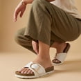 thumbnail image 3 of Cushionaire Leeds Sandals for Women, Slip On Big Buckle Slide Womens Sandals with Memory Foam Footbed, Comfortable Summer Footwear, 3 of 25