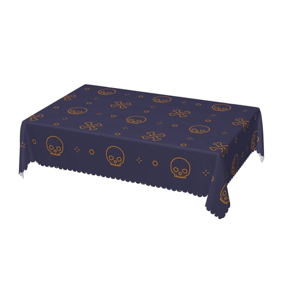 DouZhe Rectangular Tablecloth, Dark skulls and Bones Table Cloth for Kitchen Dinning Tabletop, 72" x 54" Waterproof Polyester Table Cover