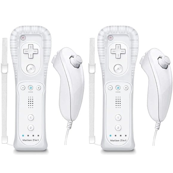 Controller for Motion Plus Wii Remote and Nunchuck Wireless Controllers Compatible with Wii/Wii U with Silicone Case and Wrist Strap (White)