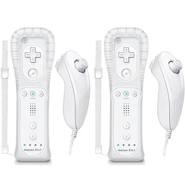 Controller for Motion Plus Wii Remote and Nunchuck Wireless Controllers Compatible with Wii/Wii U with Silicone Case and Wrist Strap (White)