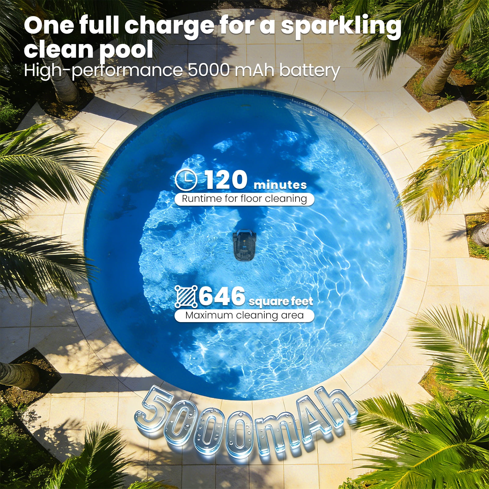 AIRROBO CP02  Cordless Robot Pool Vacuum  Robotic Pool Cleaner,120 Runtime for Small Above Ground Pool and In Ground Pool