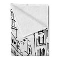 thumbnail image 2 of Urban Soft Flannel Fleece Blanket, Ink Illustration of Pedestrians on Busy Street with Buildings Modern Cityscape, Cozy Plush for Indoor and Outdoor Use, 60" x 80", Grey Black White, by Ambesonne, 2 of 5