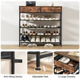 thumbnail image 2 of TEENFON Shoe Rack, 5 Tier Shoe Storage Organizer with 2 Drawers, Metal Shoe Shelf for 16-20 Pairs of Shoes, with 4 Fabric Shelves and Wooden Top, Shoe Stand for Closet Entryway, Rustic Brown, 2 of 8