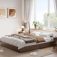 thumbnail image 1 of Bingirl Twin-XL Size Wood Platform Bed Frame - Sturdy Wooden Bed with Slat Support, No Box Spring Required, Minimalist Floor-Standing Design, Easy Assembly - Walnut Wood Finish, 1 of 7