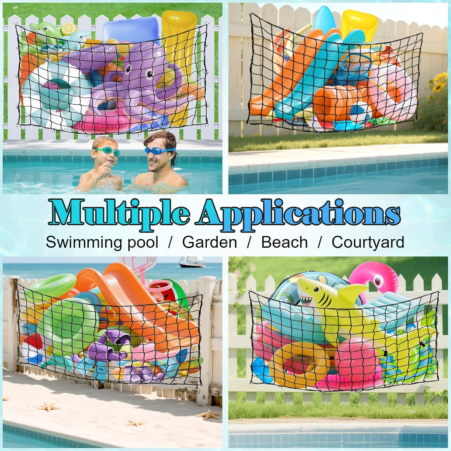 Bexikou Pool Float Holder,Large Pool Float Storage Net Bag, Hanging Pool Toy Storage Organizer,Swimming Pool Accessories Toy Organizer for Pool Fence and Beach