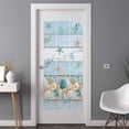 thumbnail image 2 of Blue Beach Coastal Window Privacy Film, Nautical Shell Starfish Coral Summer Static Cling UV Sun Blocking Heat Control Window Tint Day and Night, Non-Adhesive One Way Privacy Cover 35.4''x78.7'', 2 of 7