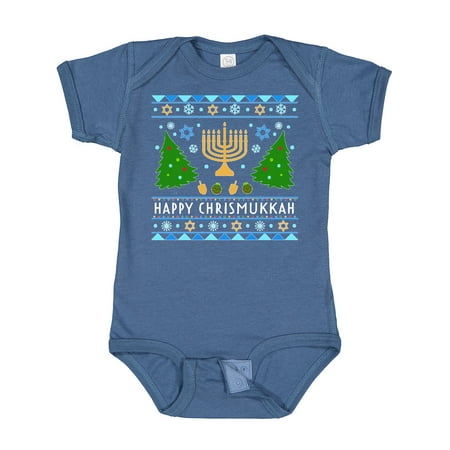 

Inktastic Happy Chrismukkah Sweater Style with Menorah and Trees Gift Baby Boy or Baby Girl Bodysuit
