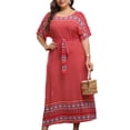 thumbnail image 4 of Maxi Robe avec Manches Grande Taille Femme Décontractée Ample Manches Courtes Col Rond Imprimé Floral Robe Taille Manches Courtes en Liquidation, 4 of 6