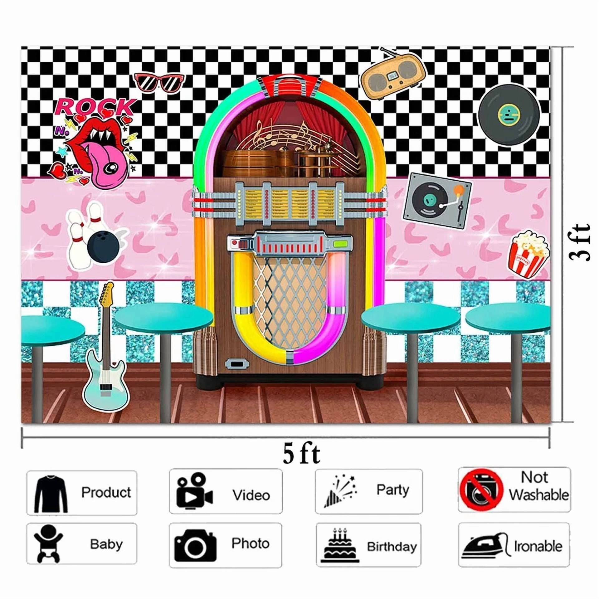 BUTTERFLY- Back To 50'S Sock Hop Photography Backdrop Rock Roll Party Banner Decorations