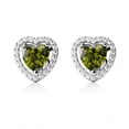 thumbnail image 2 of 24k White Gold 1Ct Halo Heart Peridot Stud Earrings Plated by Paris Jewelry, 2 of 4